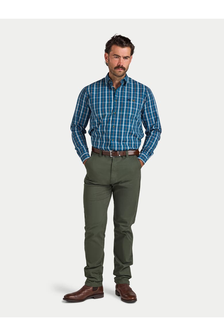 Long Sleeve Check Cotton Poplin Shirt, Alternate, color, Petrol