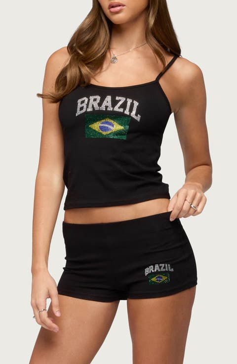 Brazil Rhinestone Crop Camisole