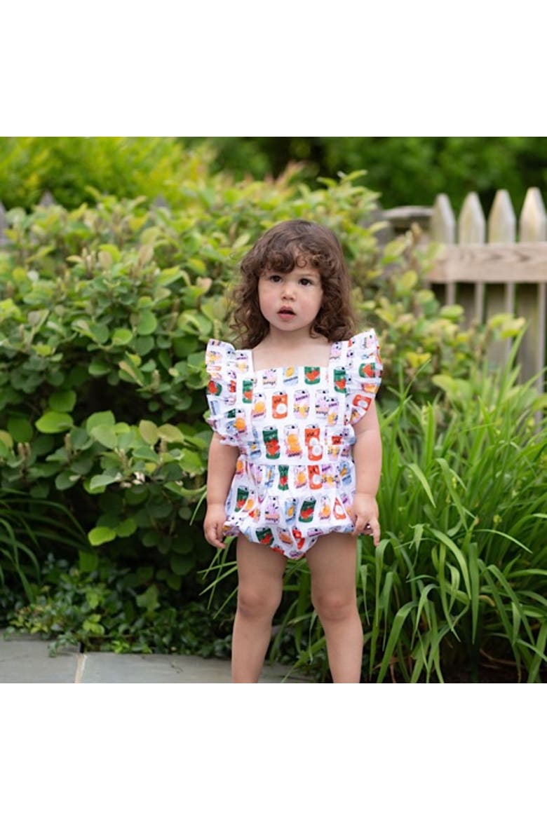 Ruffle Sleeve Bubble Romper, Alternate, color, Soda Pop