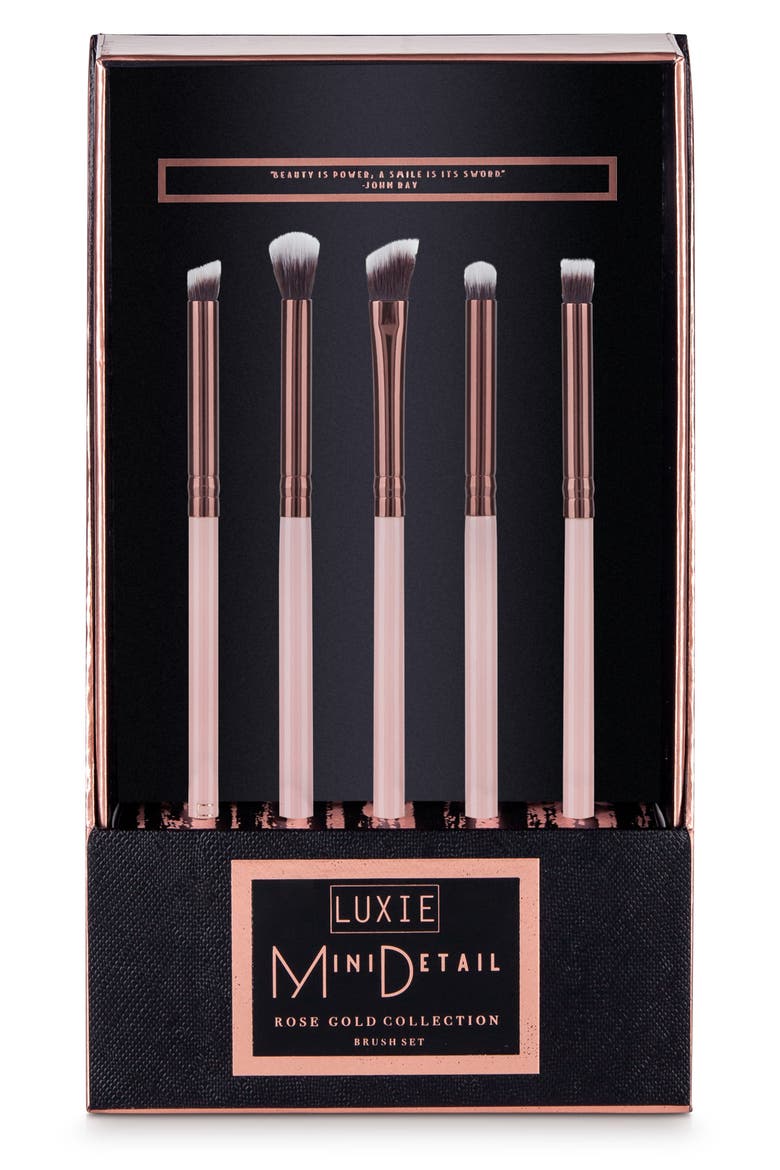 Rose Gold Mini Detail Eye Brush Set, Alternate, color, NO COLOR