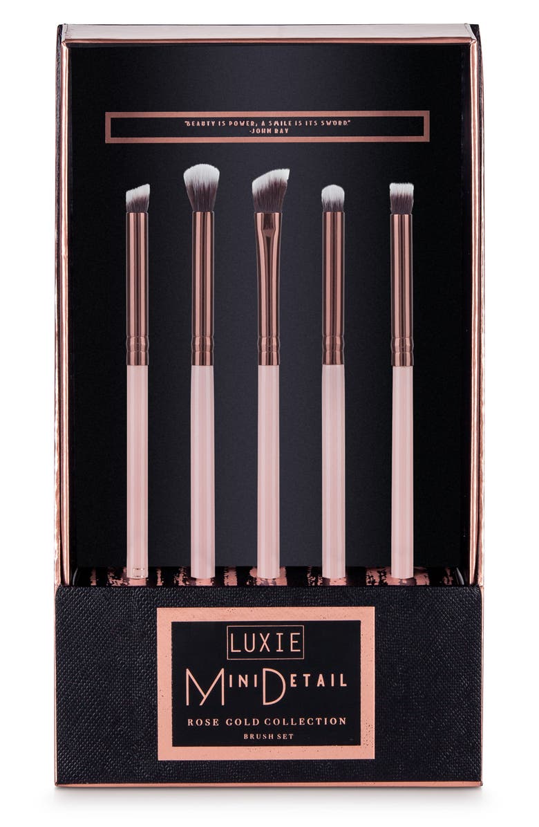 Luxie Rose Gold Mini Detail Eye Brush Set, Alternate, color,