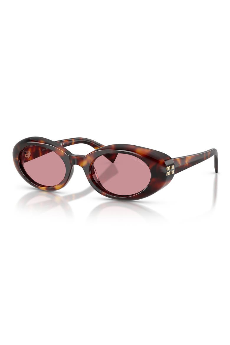 52mm Oval Sunglasses, Alternate, color, HAVANA / PINK