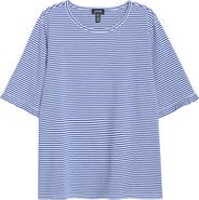 Jones New York Stripe Frill Sleeve Stretch Cotton Top