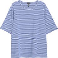 Jones New York Stripe Frill Sleeve Stretch Cotton Top