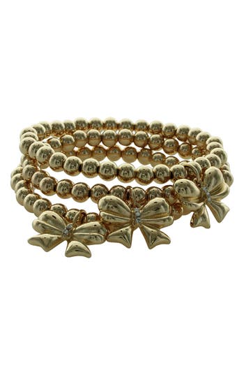 Olivia Welles Stacked Bow Bracelets In Gold