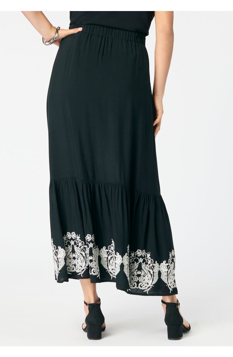 Roaman's Plus Size Lace-Trim Pull-On Skirt, Alternate, color, Black