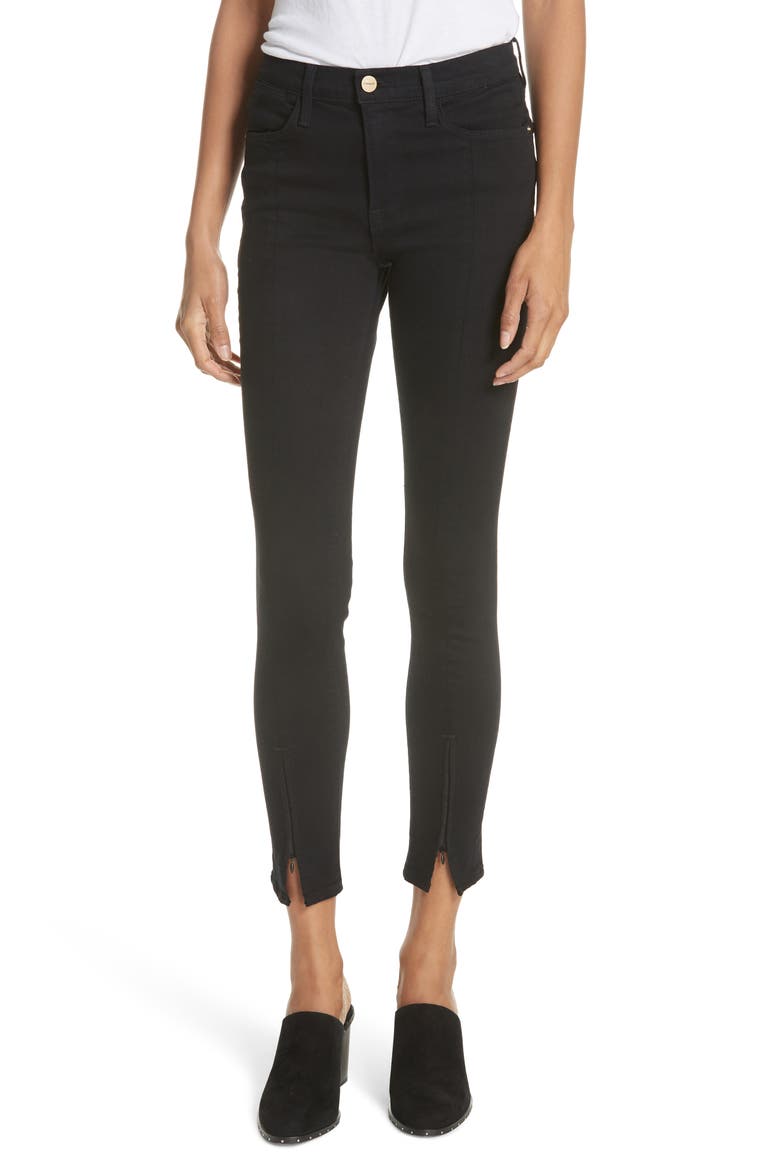 Le High Split Hem Skinny Jeans, Main, color, FILM NOIR