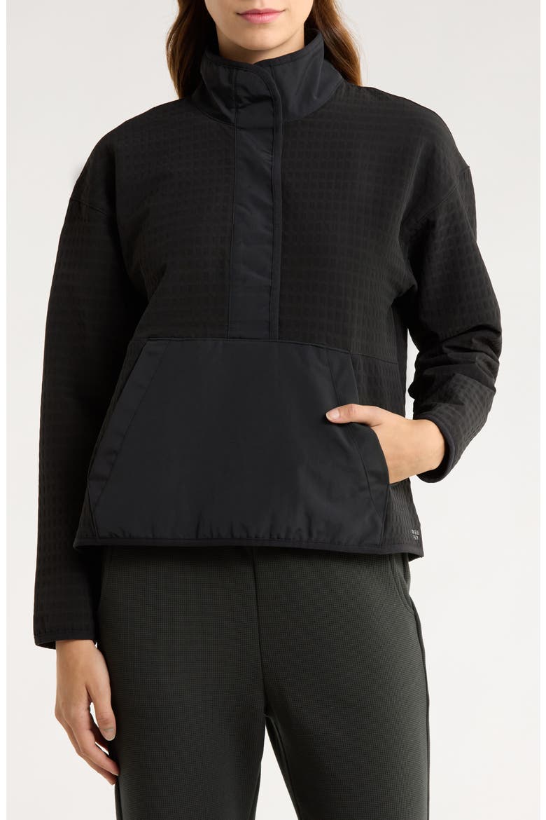 Gridback Fleece Lined Pullover, Alternate, color, BLACK