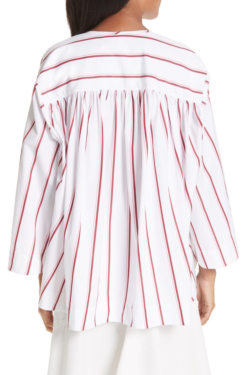 CALVIN KLEIN 205W39NYC Tie Neck Cotton Poplin Blouse, Alternate, color, 