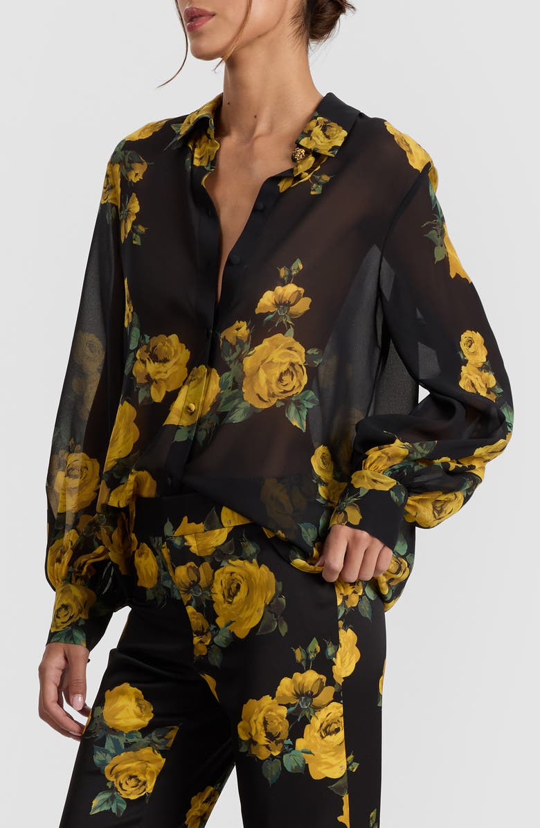 Alice + Olivia Candace Blouson Sleeve Shirt, Alternate, color, Rosehips