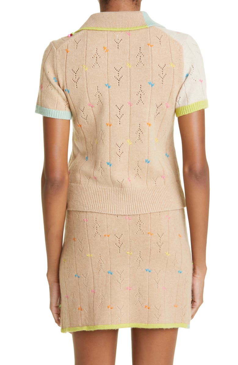 YanYan Rosie Short Sleeve Pointelle Wool Cardigan, Alternate, color,