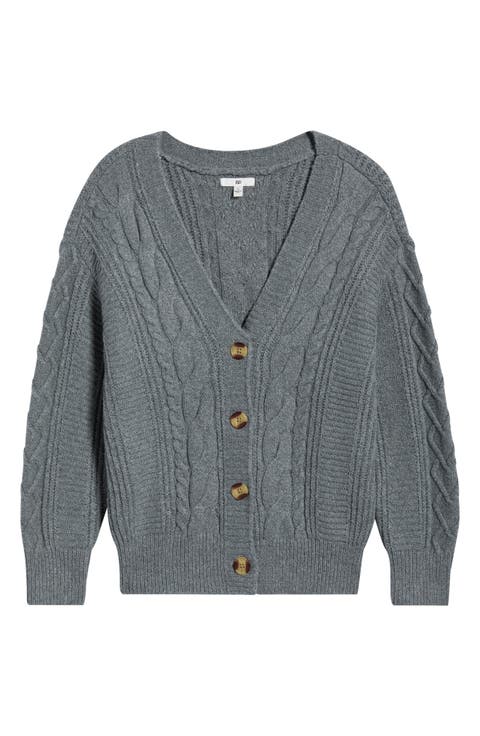 Relaxed Cable Stitch V-Neck Cardigan
