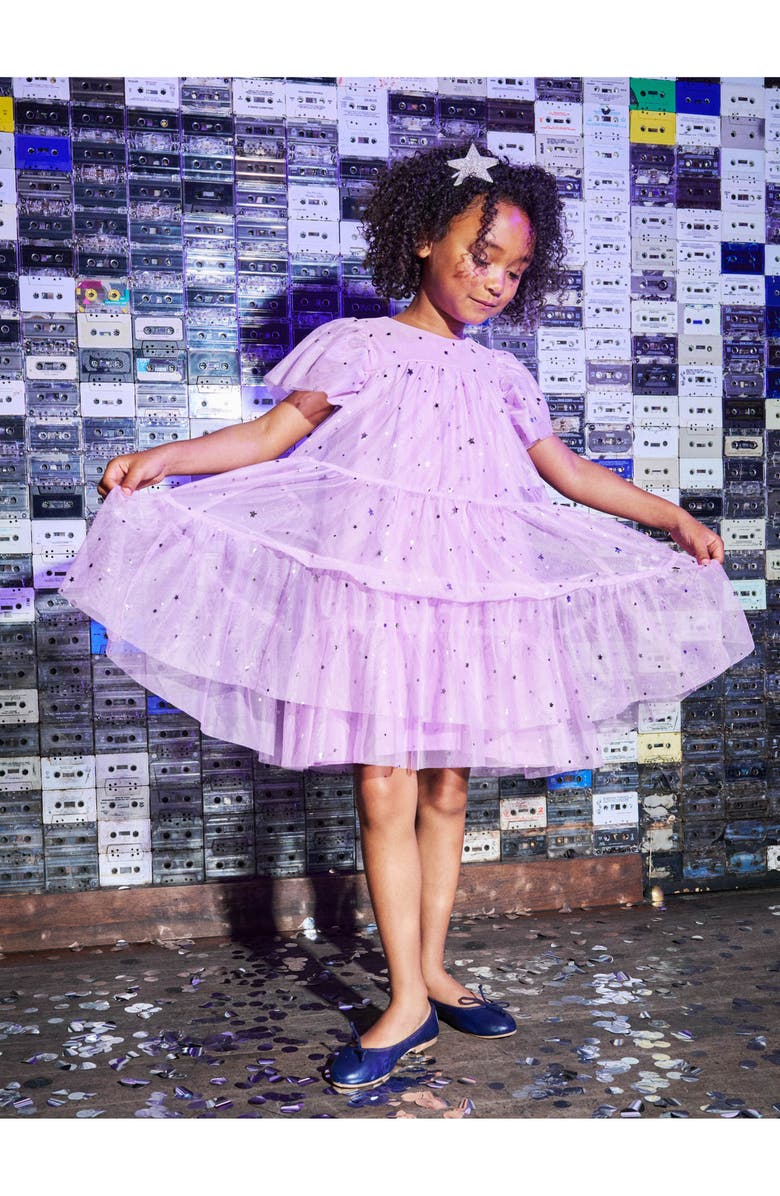 Tea Collection Tiered Tulle Sparkle Dress, Alternate, color, Shimmer Sky