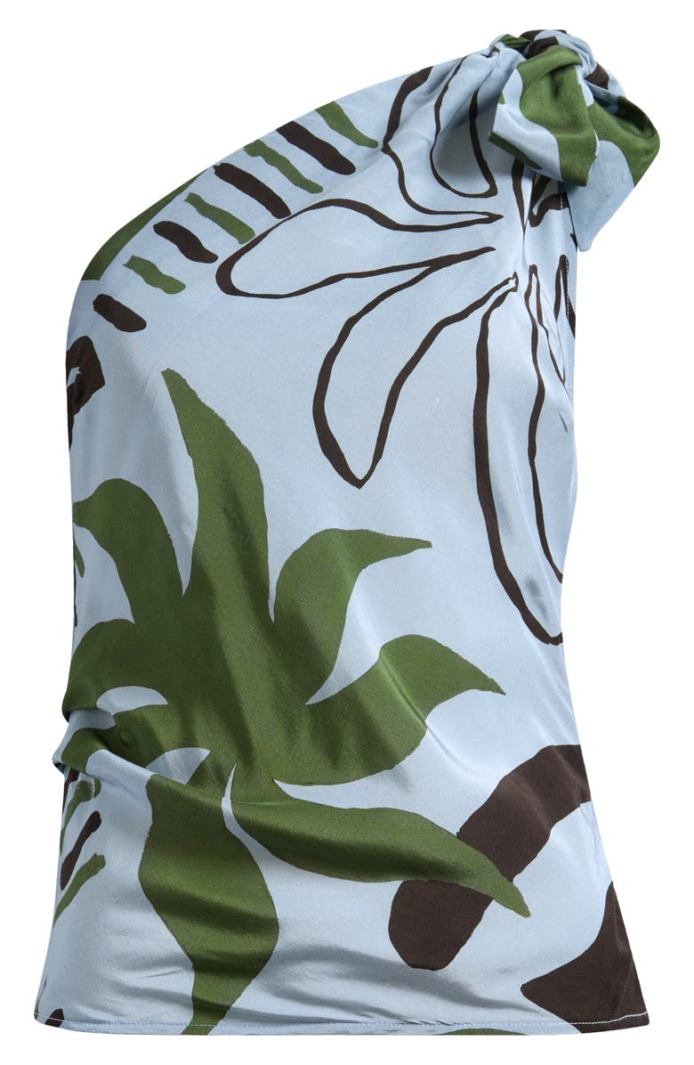 Topshop Scarf Print One-Shoulder Top, Main, color, Medium Blue