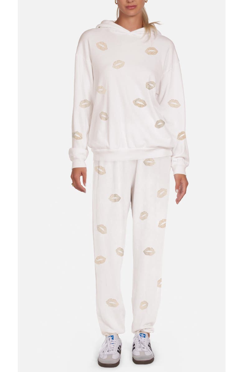 Lauren Moshi Harmony Crystal Multi Stars Hoodie, Alternate, color, Faded White