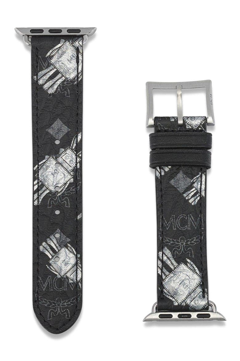 38-41mm Apple Watch Band in Rabot Rabot Visetos, Alternate, color, Black