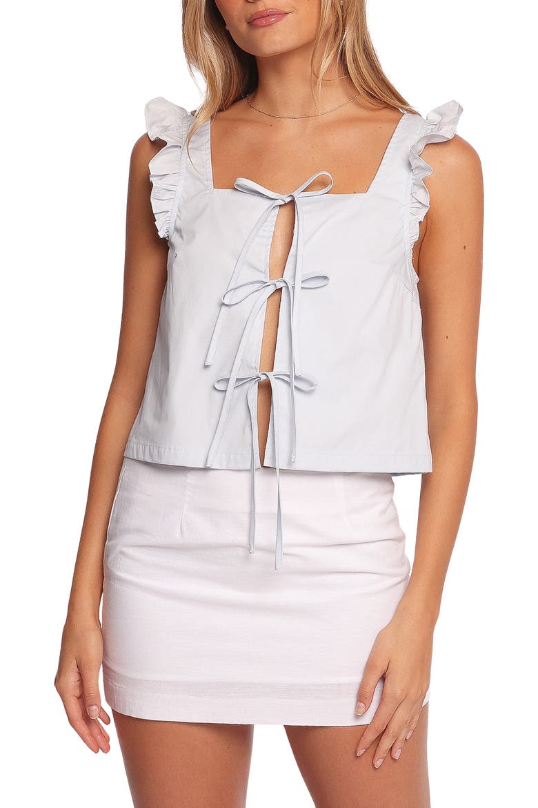 Fresca Tie Front Tank, Main, color, LIGHT BLUE