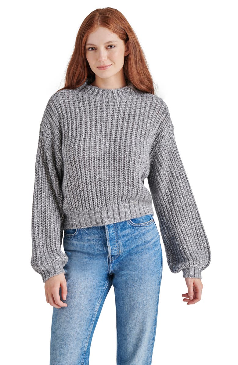 Steve Madden Martina Mock Neck Sweater, Alternate, color, Heather Grey