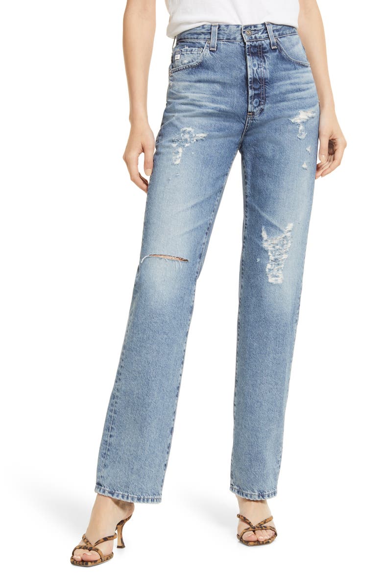 Alexxis High Waist Straight Jeans, Main, color, BREEZE