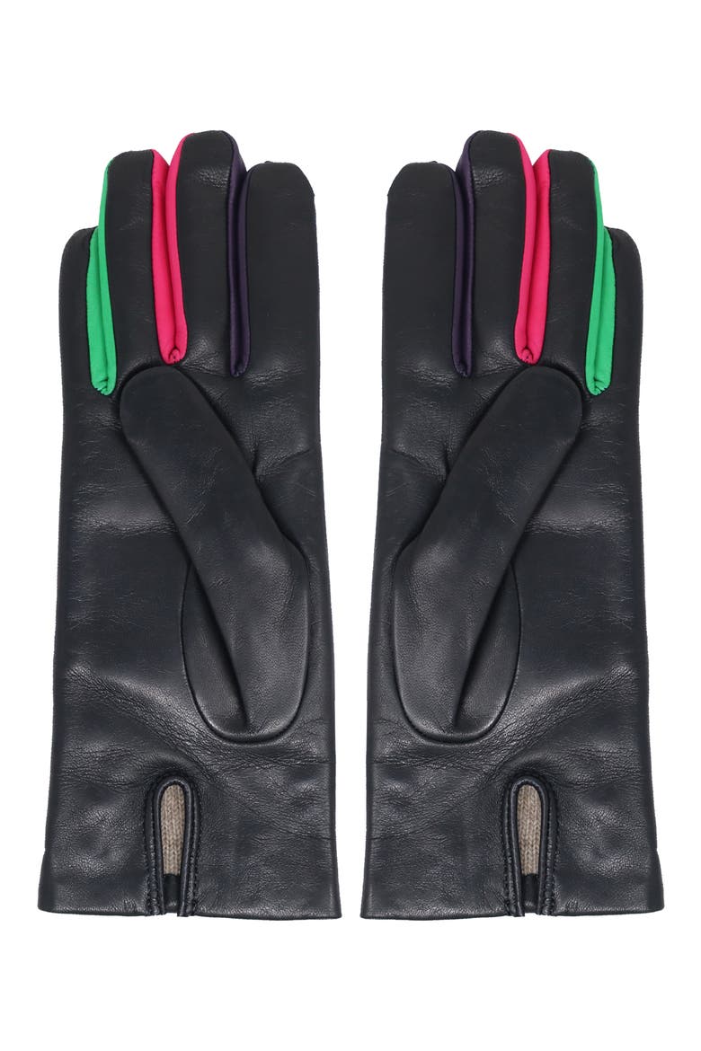 Cashmere Lined Leather Gloves, Alternate, color, BLACK/ COLORS