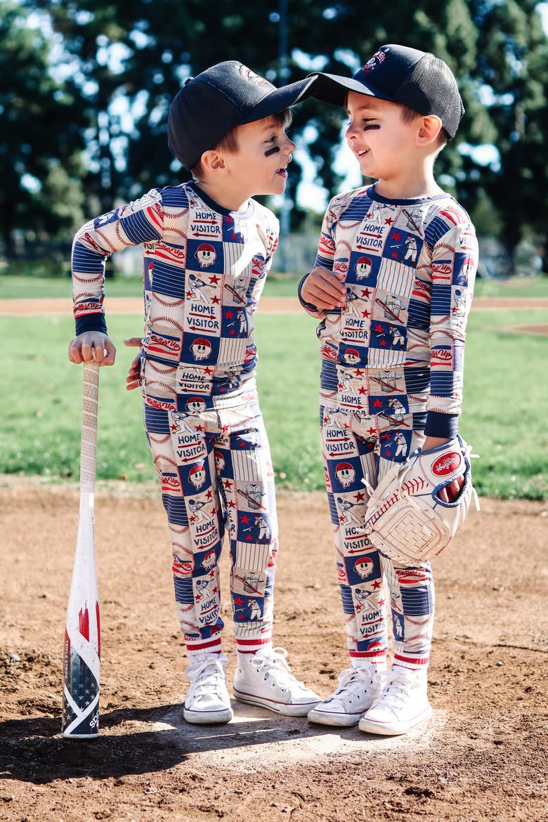 Field of Dreams 2 Piece Pajama Set, Alternate, color, Blue/ Cream