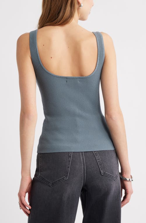 Open Edit Luxe Sculpt Rib Tank In Blue Weather