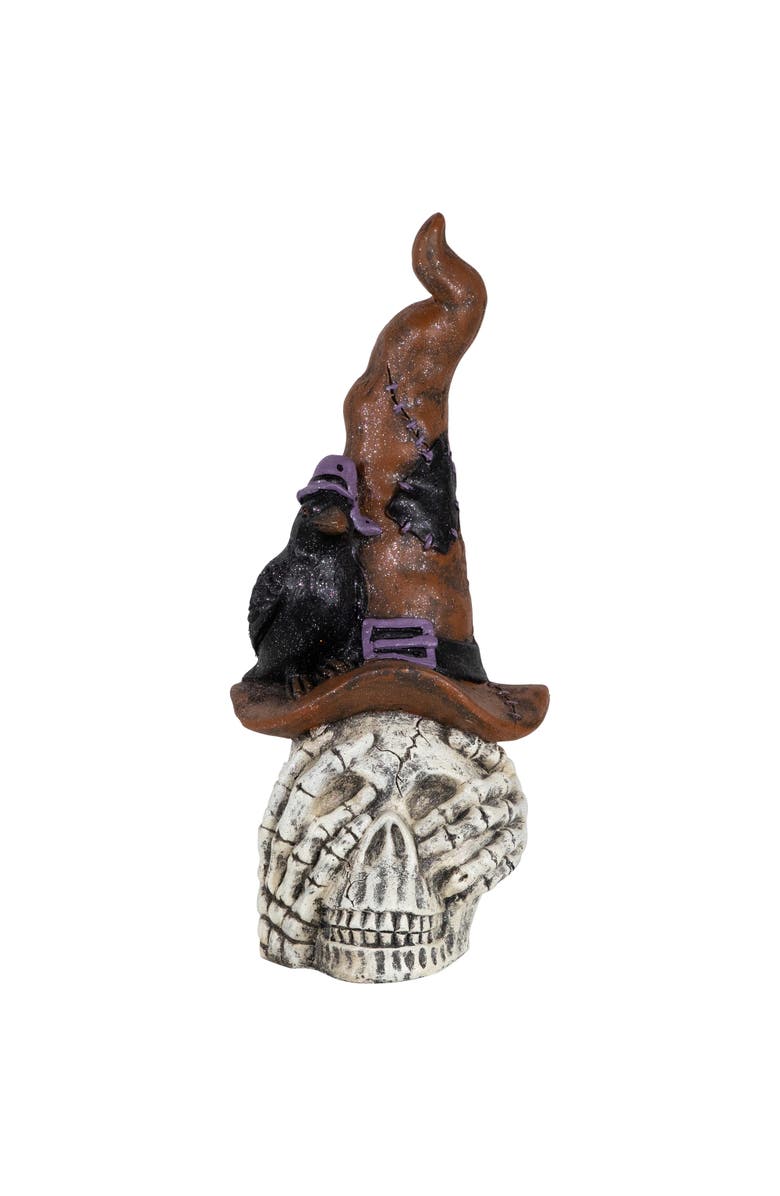 Northlight Skull in Witches Hat with Crow Halloween Decoration - 22.75", Main, color, 