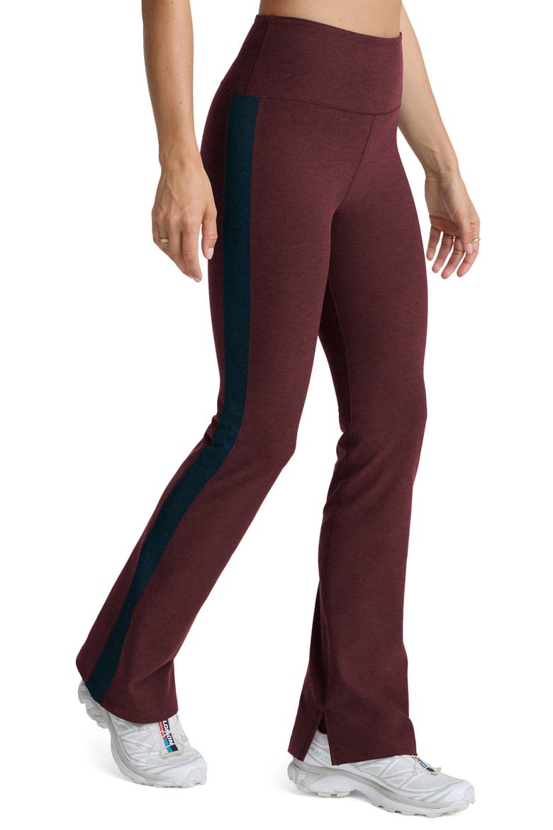 Spacedye Gemini Colorblock High Waist Flare Pants, Alternate, color, MIDNIGHT BURGUNDY HEATHER