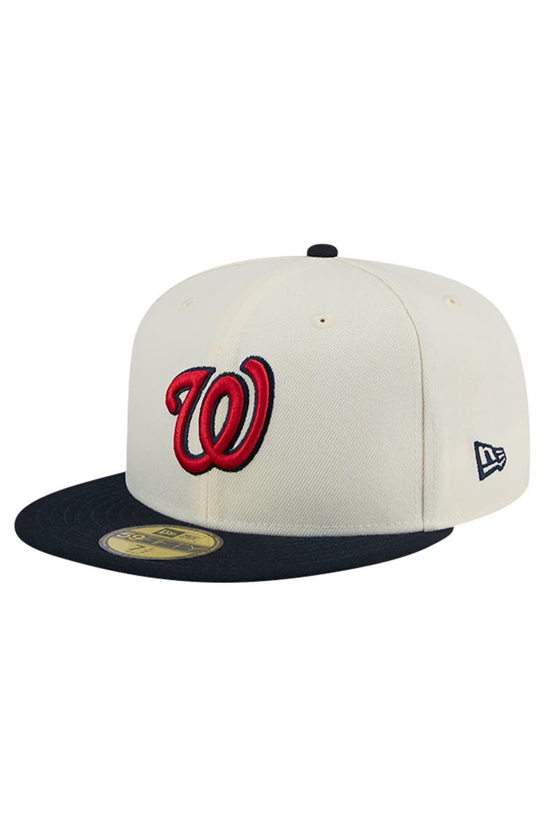 New Era Men's New Era White Washington Nationals Evergreen Chrome 59FIFTY Fitted Hat, Main, color,