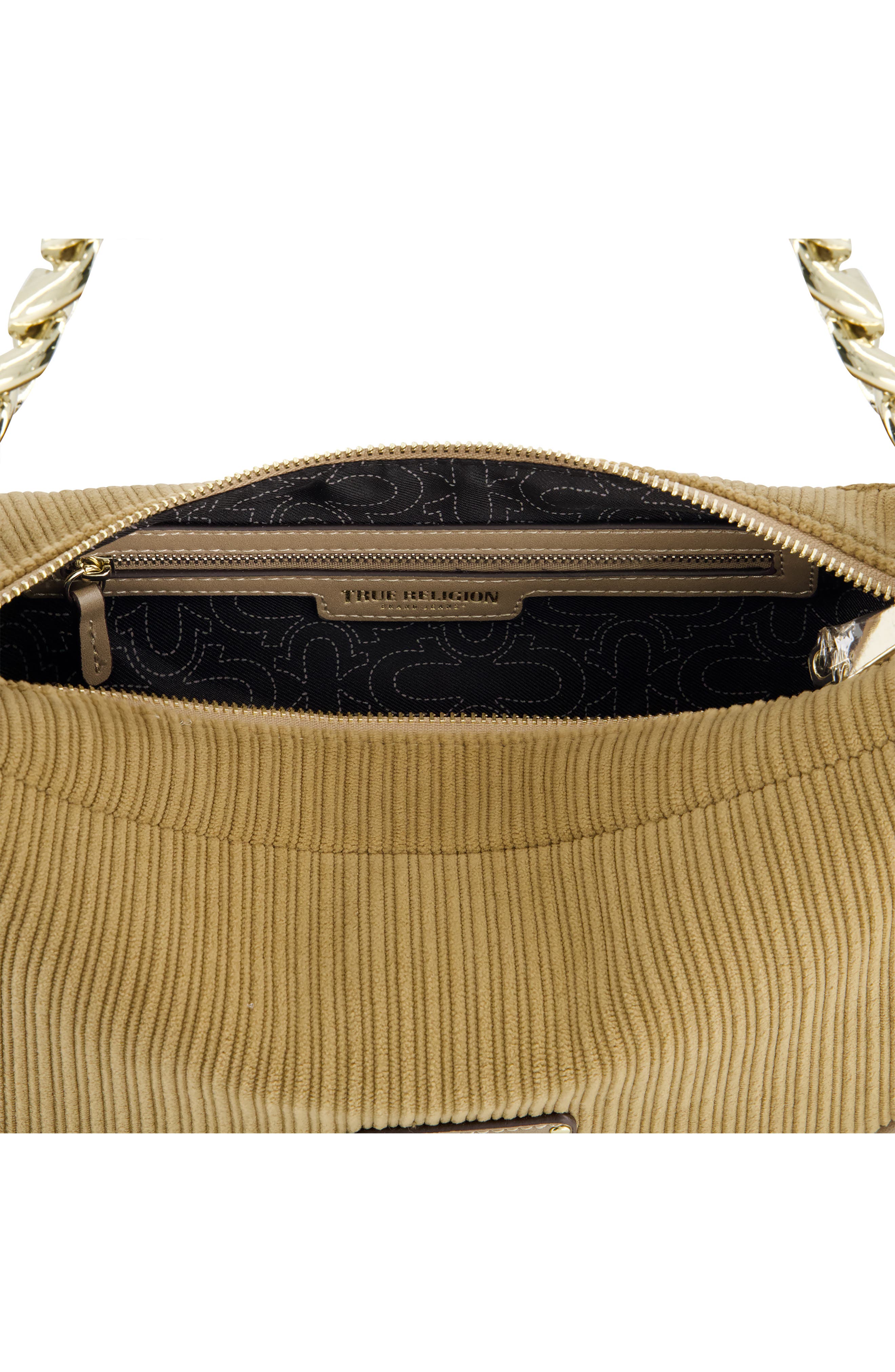 True Religion Brand Jeans Corduroy Chain Shoulder Bag, Alternate, color, Camel
