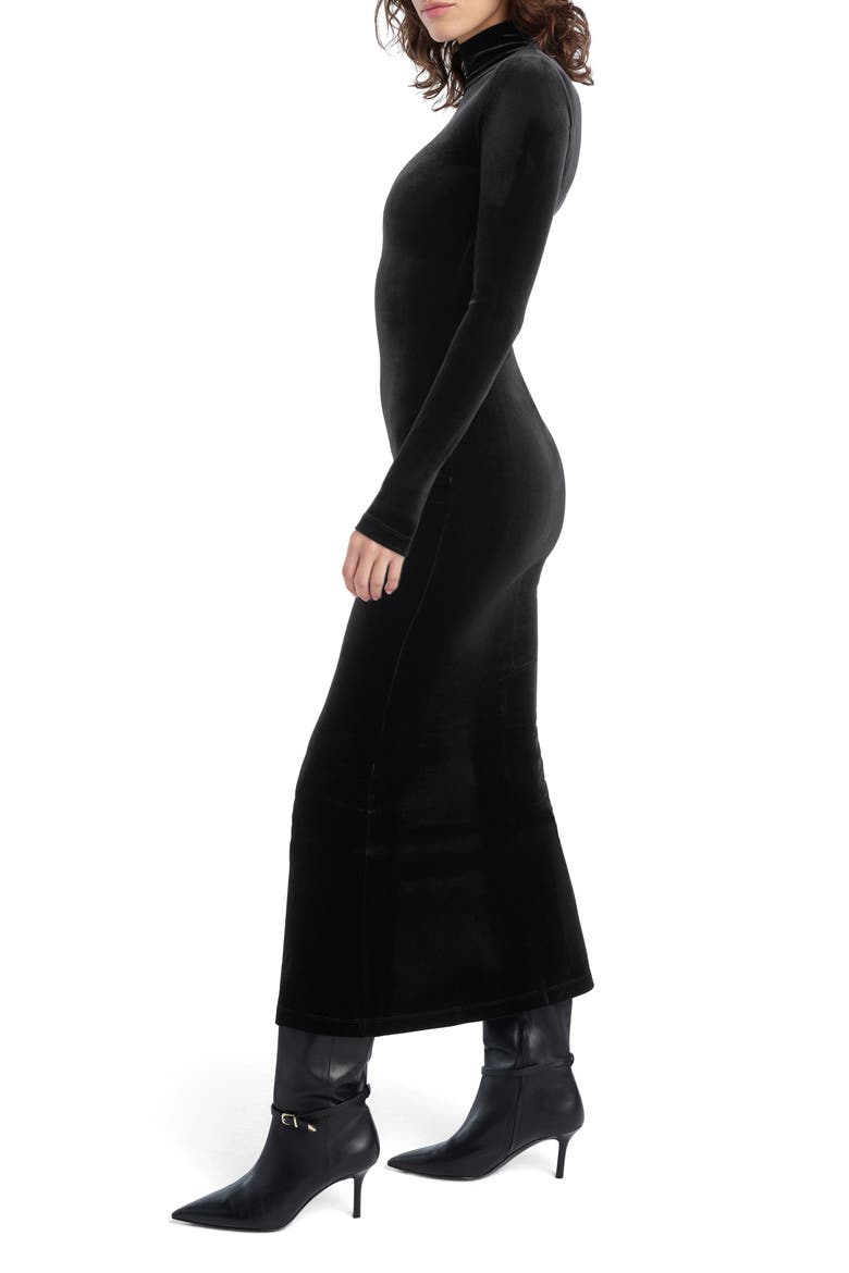 Millie Velvet Turtleneck Column Dress, Alternate, color, BLACK