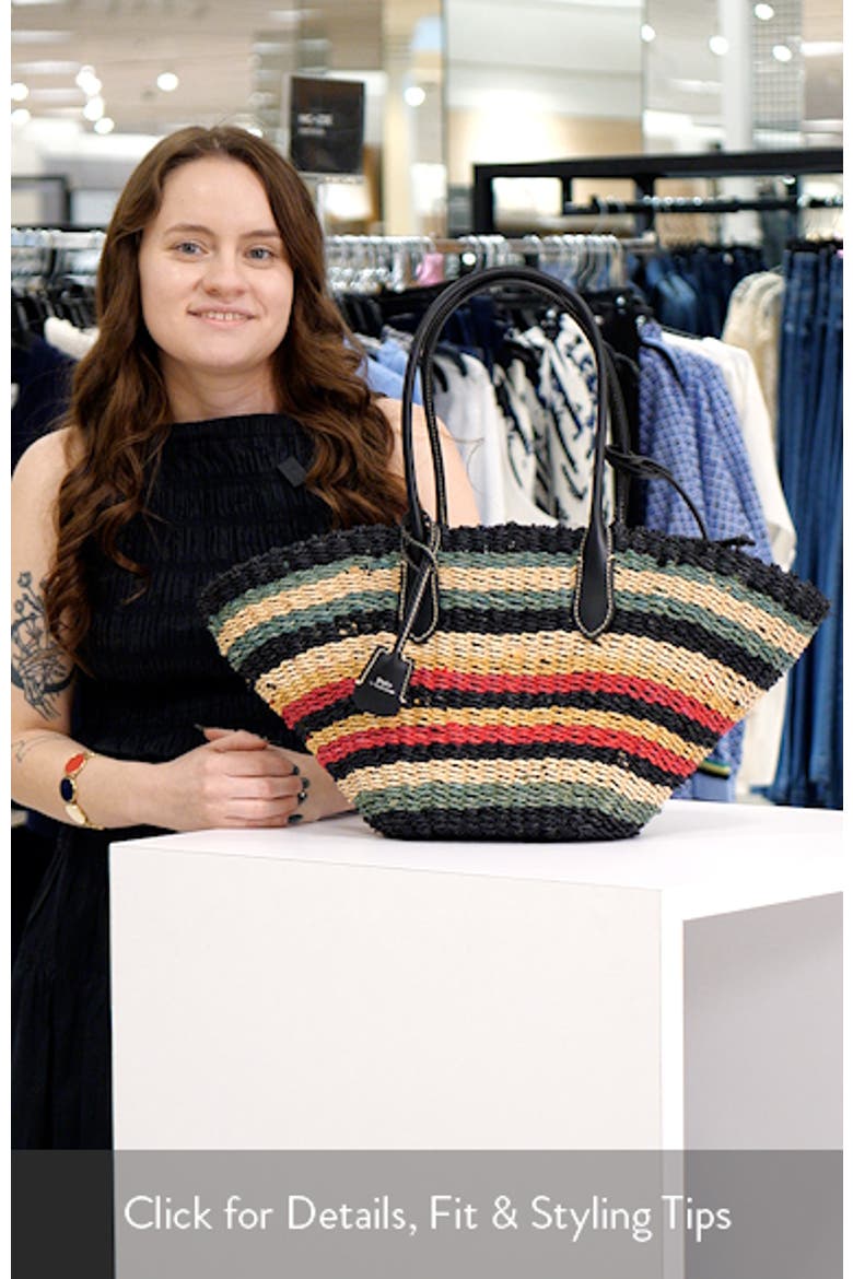 Bellport Stripe Raffia Basket Tote video