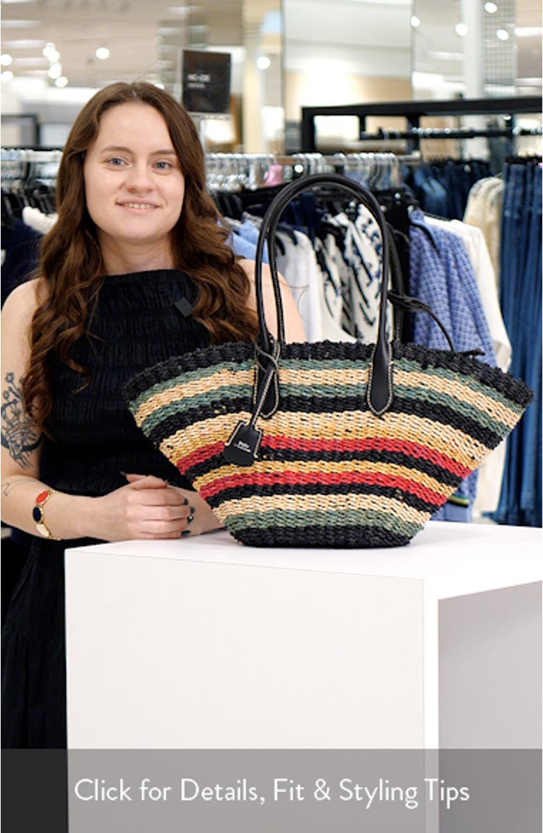 Bellport Stripe Raffia Basket Tote, sales video thumbnail