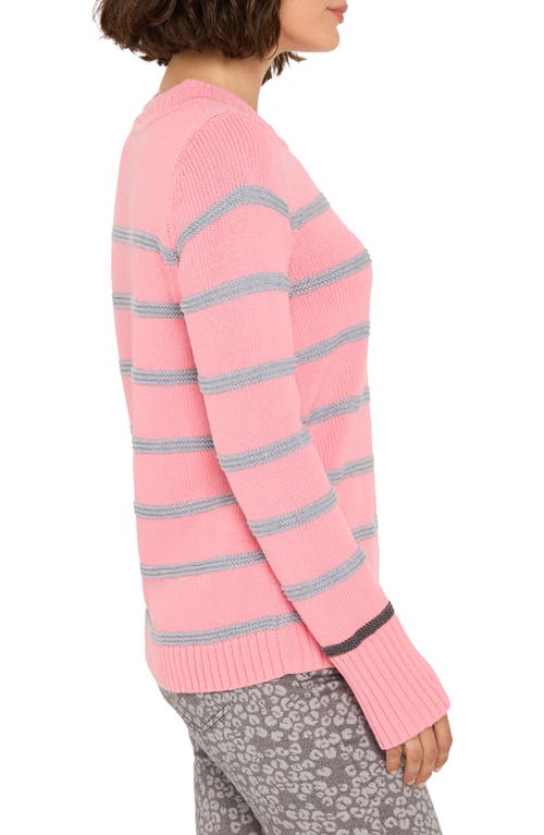 Nic + Zoe Nic+zoe Go To Stripe Cotton Sweater In Pink