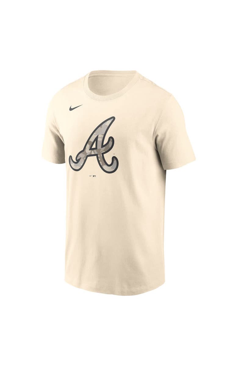 Nike Men's Nike Cream Atlanta Braves Camo Logo T-Shirt, Alternate, color, 