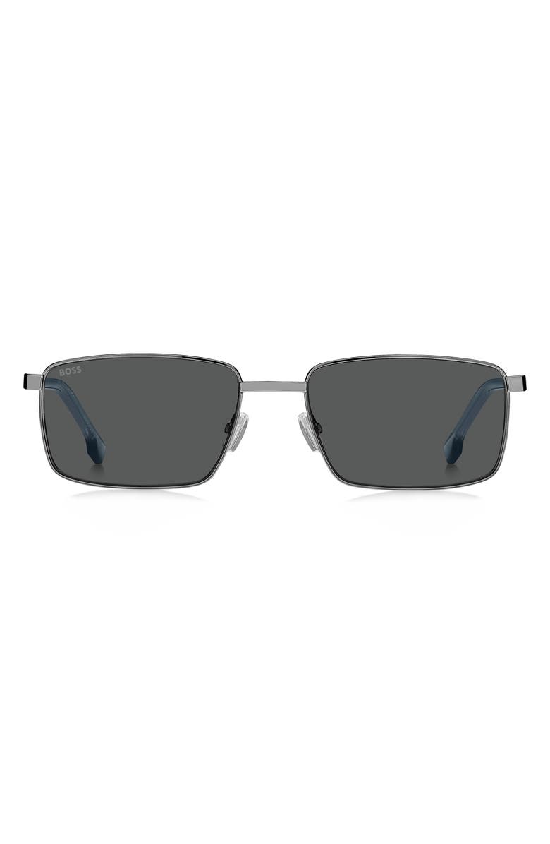 BOSS 57mm Rectangular Sunglasses, Alternate, color, Ruthenium Blue