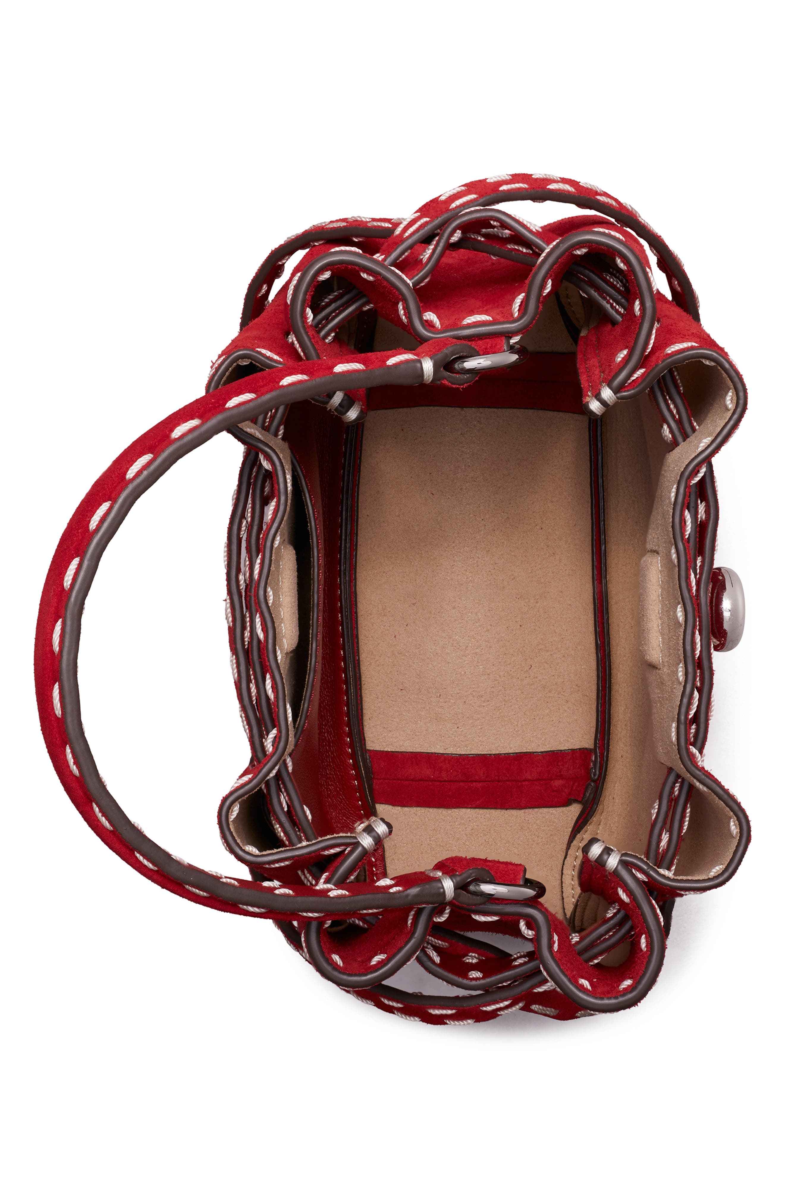 Mini Romy Suede Bucket Bag, Alternate, color, RED