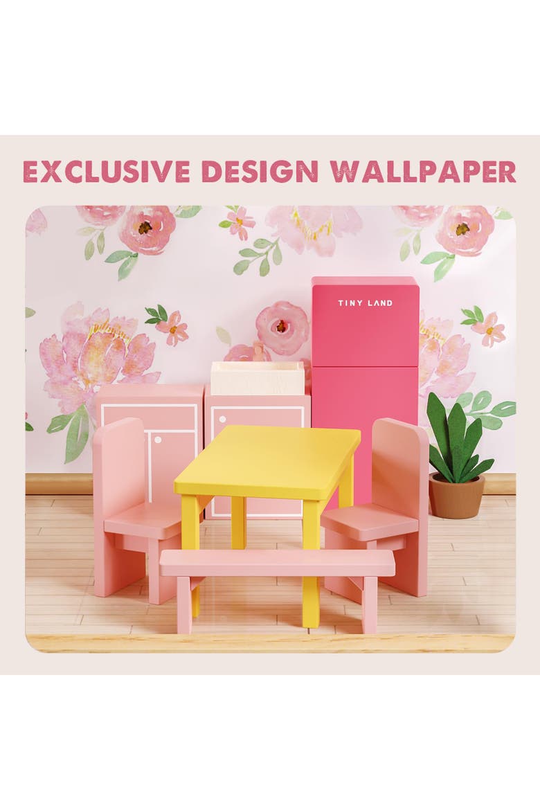 6 Room Wooden Dollhouse Set with Furniture for Kids, Alternate, color, Multicolor