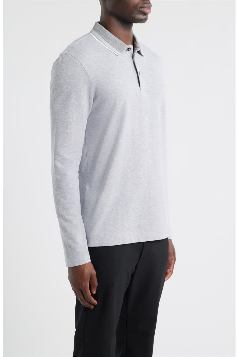 Pittman Long Sleeve Cotton Piqué Polo, Alternate, color, SILVER