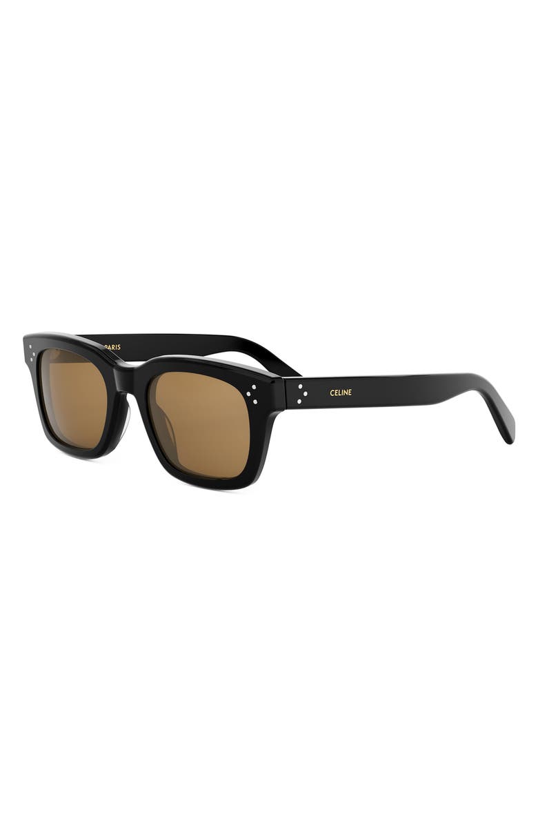 CELINE Bold 3 Dots 50mm Square Sunglasses, Alternate, color, Shiny Black / Roviex
