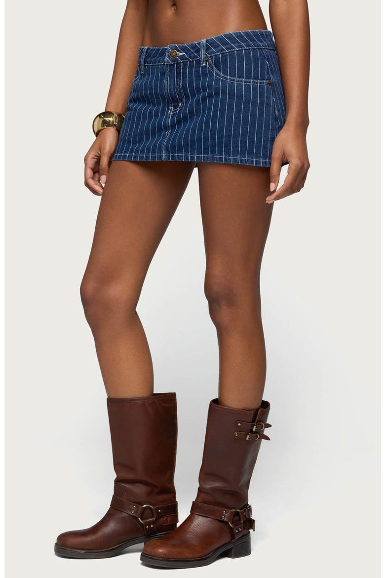Camelia Low Rise Denim Miniskort, Alternate, color, BLUE-AND-WHITE