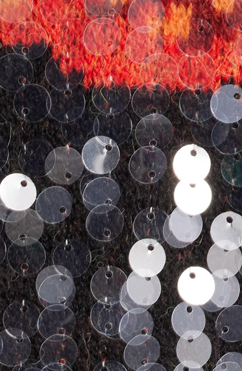 FARM Rio Latin Roses Sequin Knit Cardigan, Alternate, color, Black