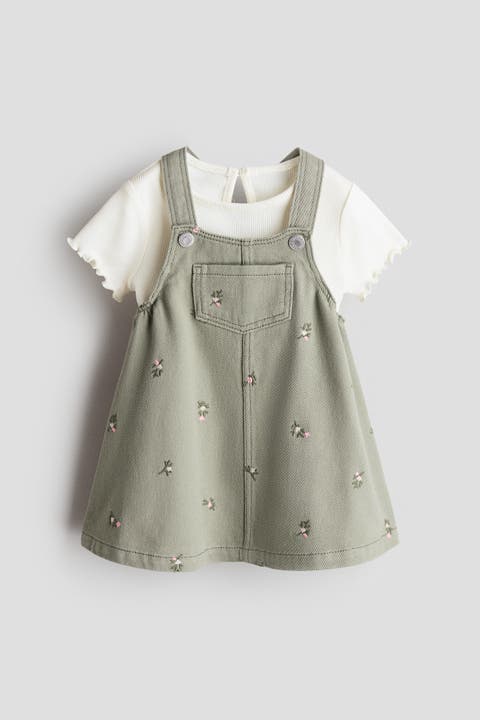 2-piece overall dress and top set