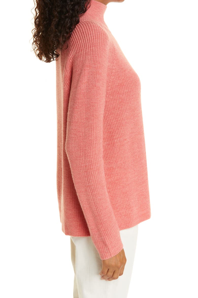 Raglan Sleeve Merino Wool Turtleneck Sweater, Alternate, color, SORBET