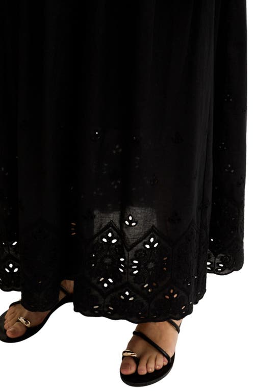 Lily And Lionel Sydney Short Sleeve Jersey Bodice Embroidered Midi Dress In Black