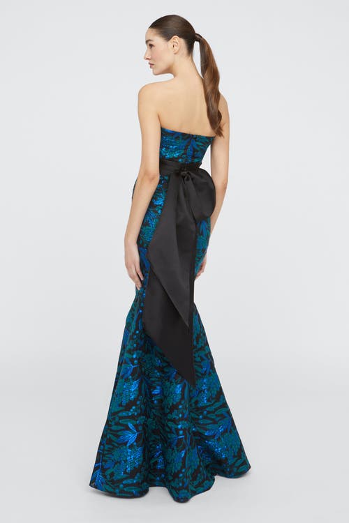 Theia Fernanda Strapless Gown In Green