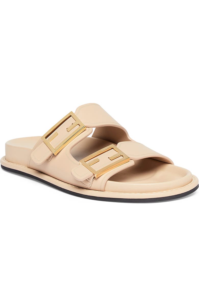 Fendi Feel Dual Strap Slide Sandal, Main, color, Buff