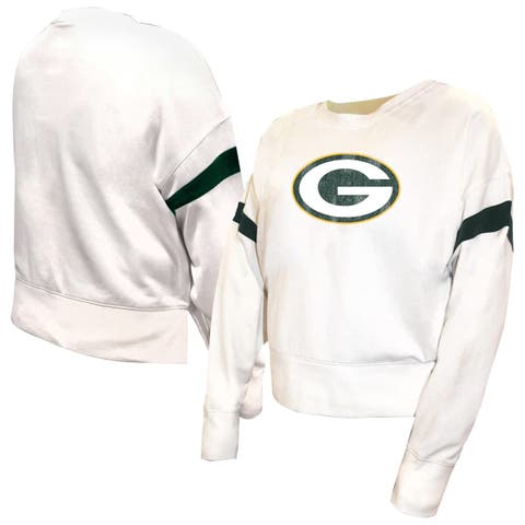 Women's Fanatics  White Green Bay Packers Plus Size Fleece Pullover Sweatshirt
