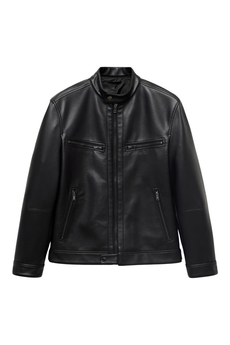 Faux Leather Moto Jacket, Alternate, color, BLACK