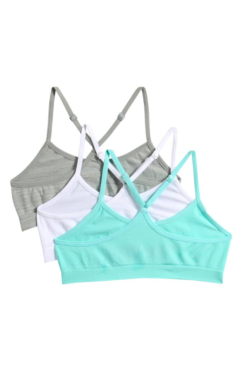 Calvin Klein Racer Back Pullover Bralettes - Pack of 3, Alternate, color, White/ H. Gray/Teal